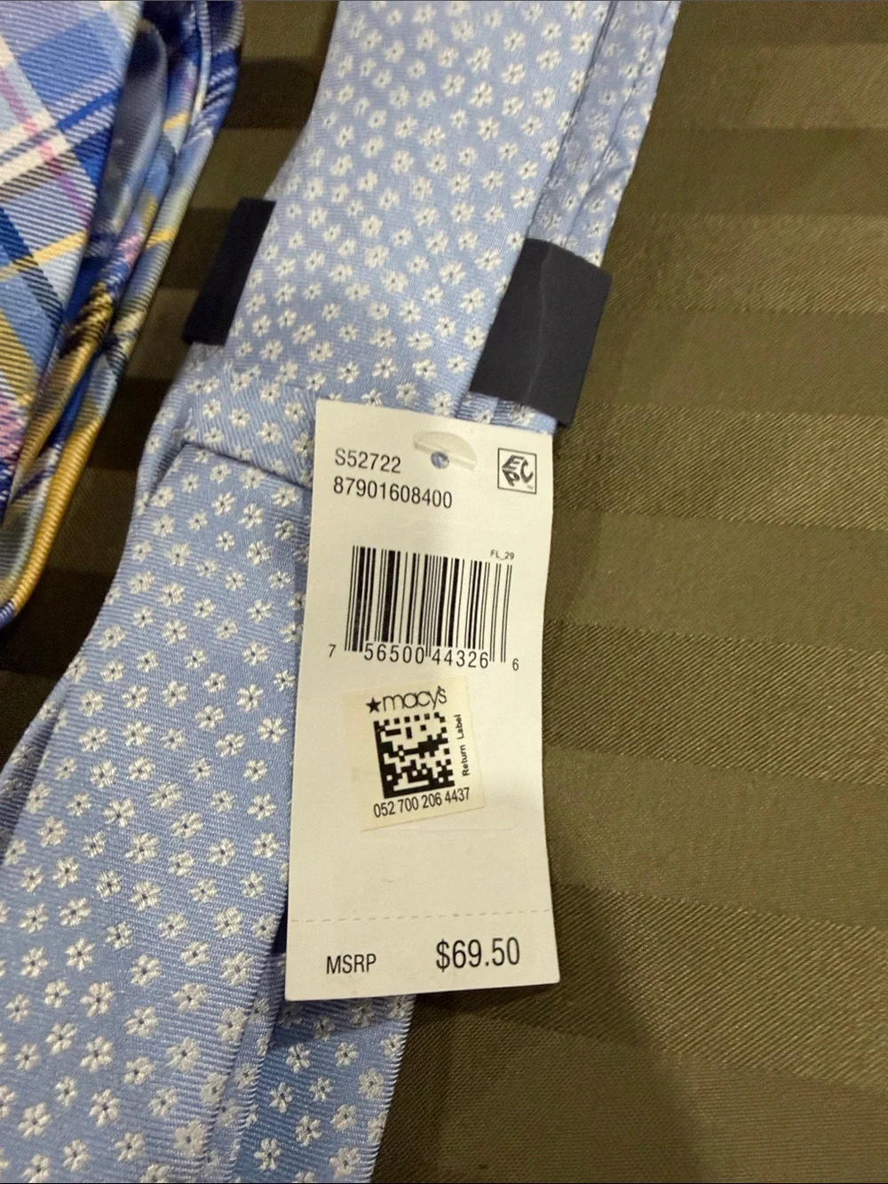 Tommy Hilfiger silk blend ties - set of 2 - light blue and blue yellow plaid